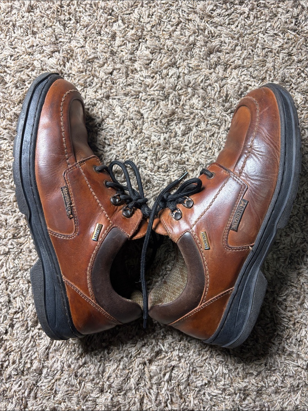Mephisto Gore-Tex Men’s 11 Brown Leather Walking Comfort Shoes Lace Up